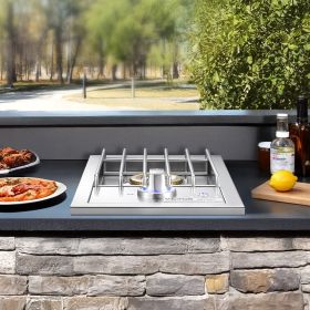 Single Grilling Side Burner For Outdoor 17,000BTU Propane & Natural Gas (Option: silver)